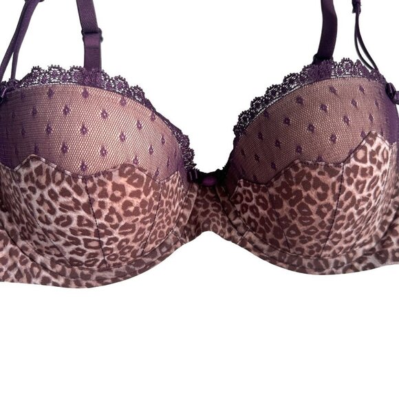 Felina Lingerie Purple Leopard Print Push-Up Bra NWOT Size 34C - Picture 3 of 8